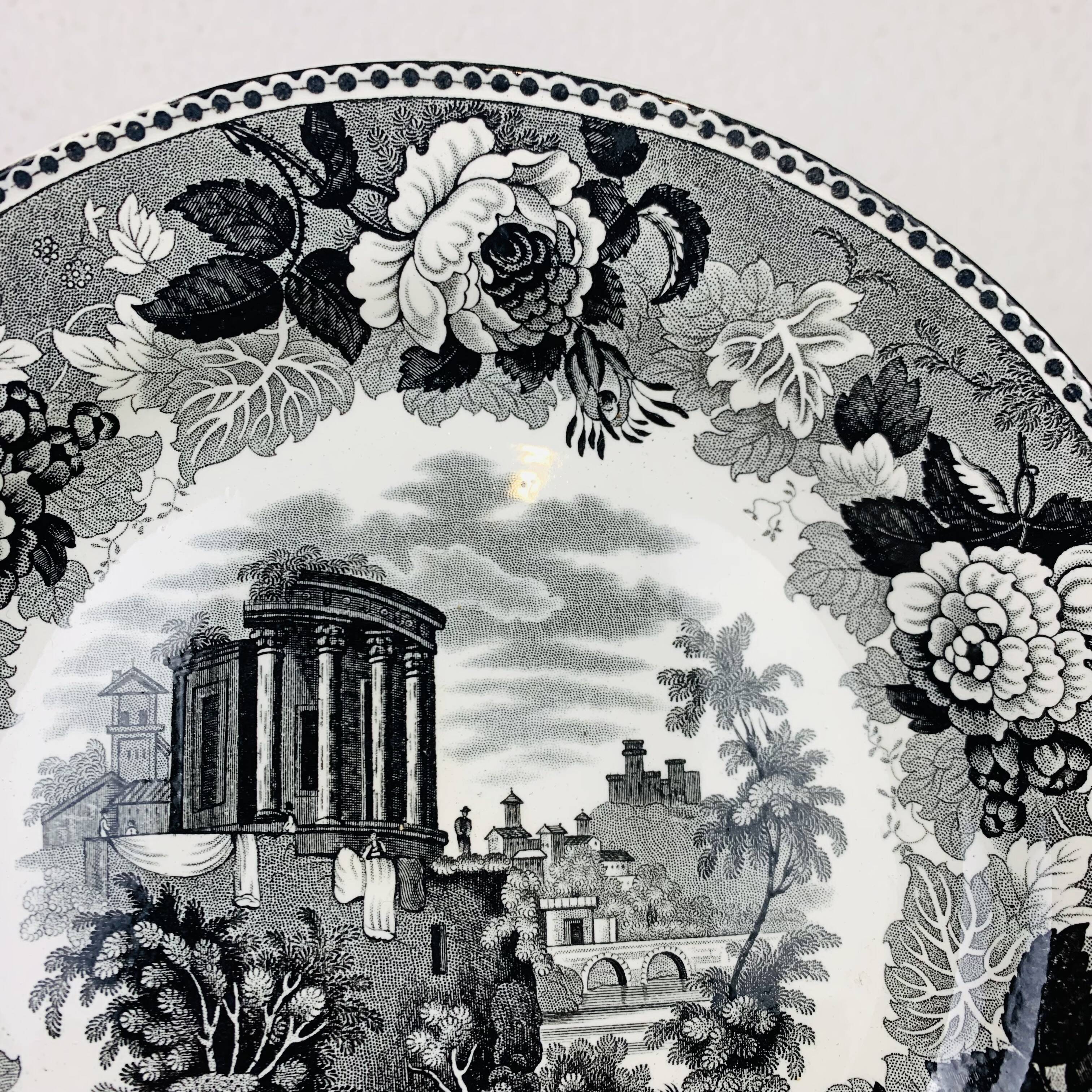 Set of 6 flat plates Wedgwood black English earthenware