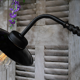 Black gooseneck courtyard wall lamp