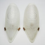 Pair of art deco wall lamps with pine cone pattern