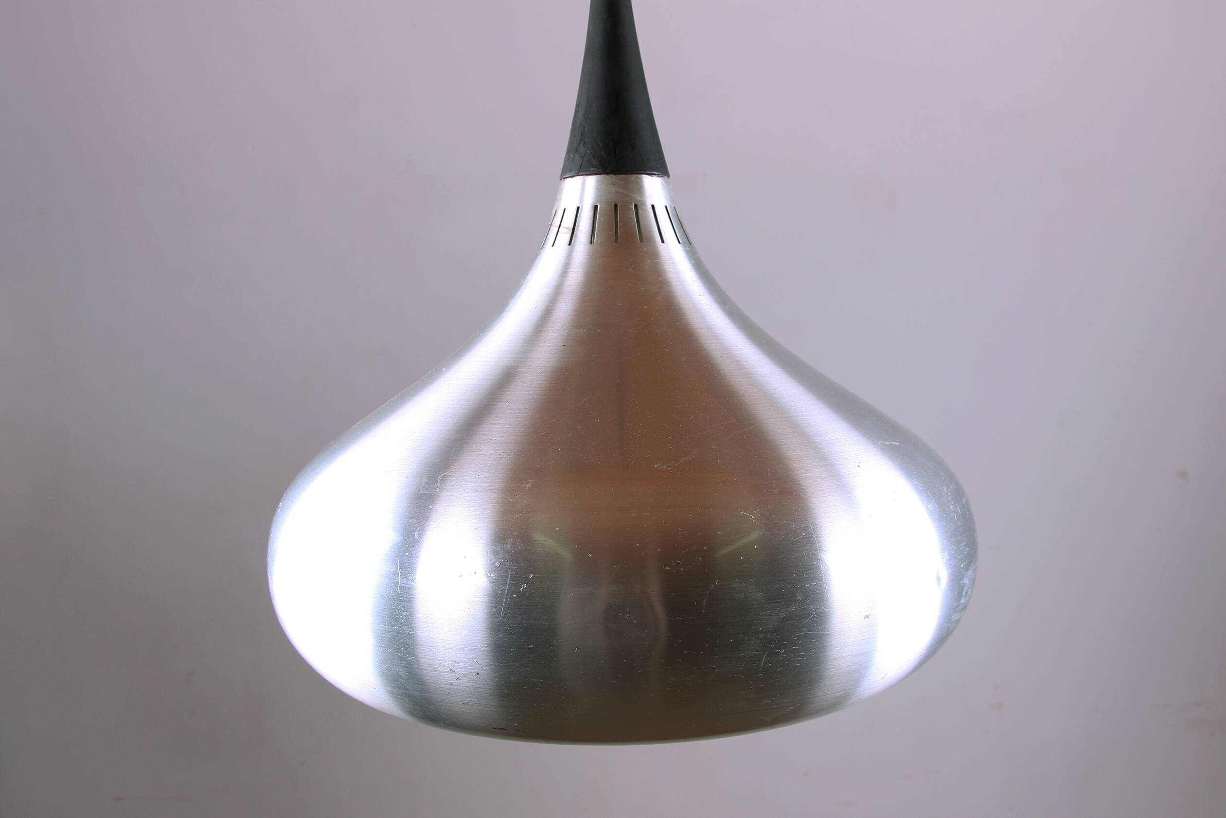 Large Danish pendant light in chrome metal, orient model by Jo Hammerborg for Fog & Morup 1960.