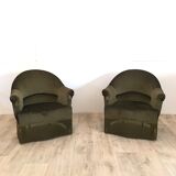 Pair of Toad green velvet armchairs