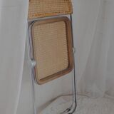 Vintage design cane folding chair: Giancarlo Piretti