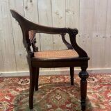 Napoleon III office chair in oak and cane
