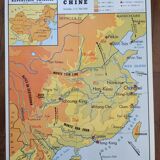 Old vintage school poster 60s nightingale map china