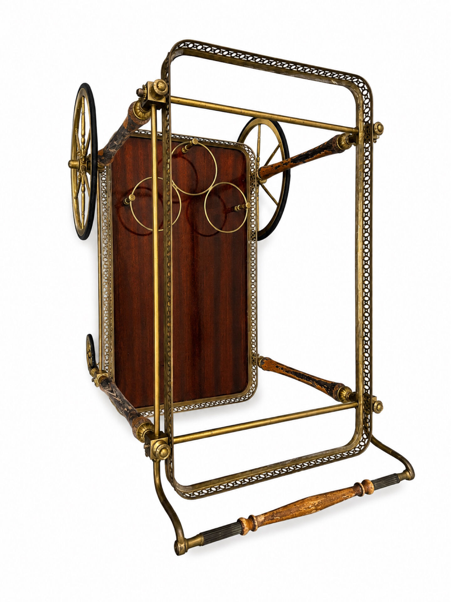 Bar drinks trolley in brass and wood from Maison Jansen