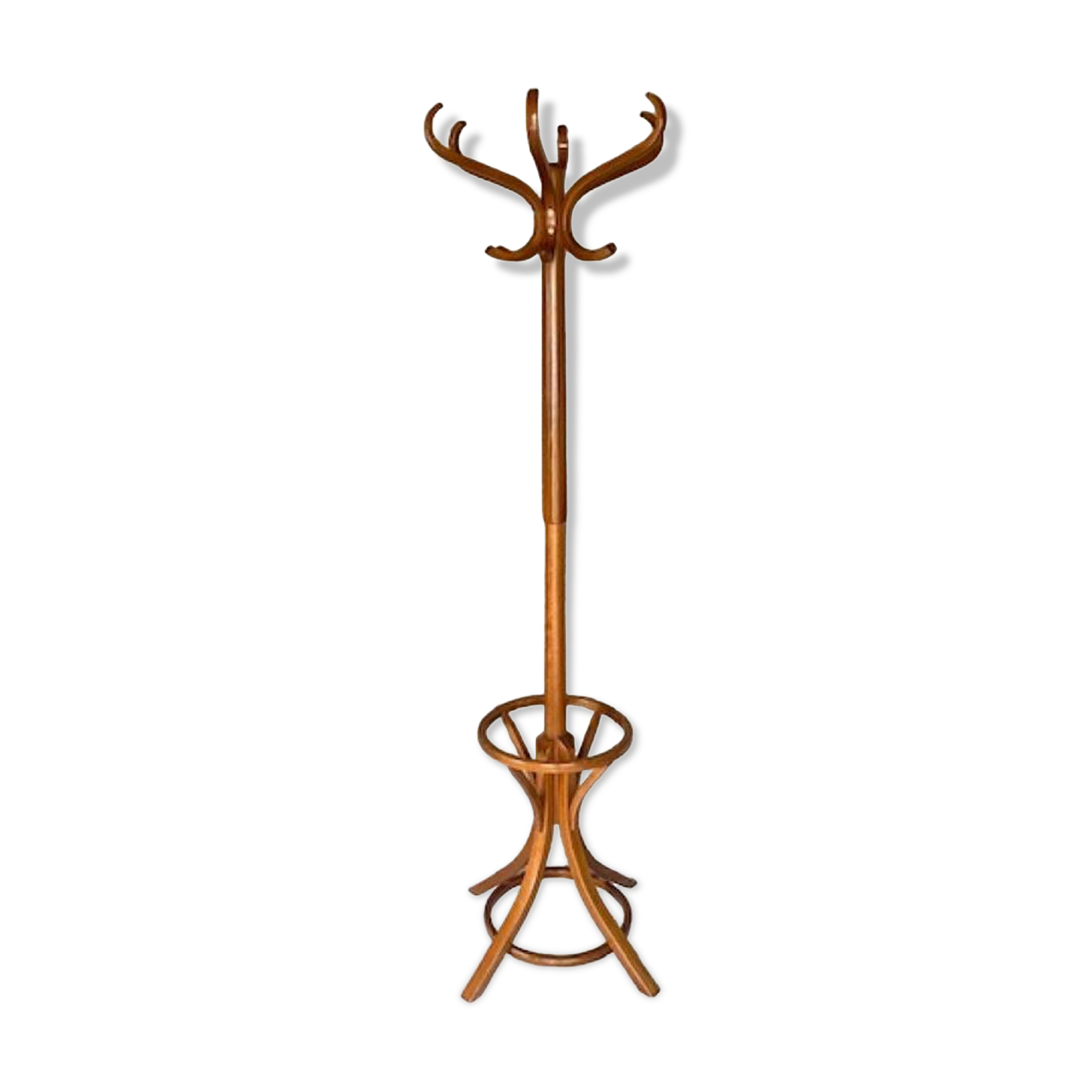 Coat rack swivel parrot Baumann bistro style 1960 curved wood
