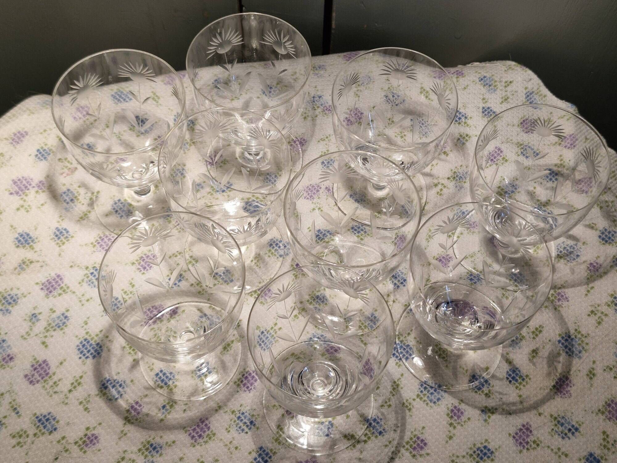 Villeroy and Bosch - 9 Antique Port Glasses - Cut crystal with flower decoration