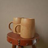 Duo in ceramic stoneware vintage mugs handcrafted Scandinavian country decoration
