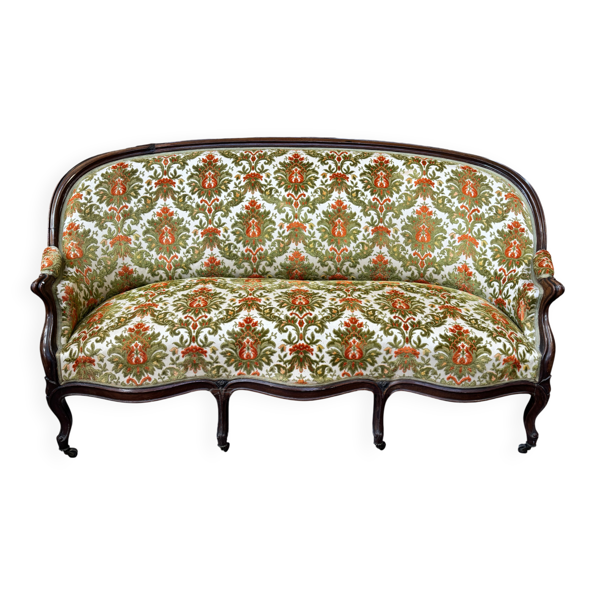 Louis-Philippe style bench from the 19th century, made of solid mahogany.
