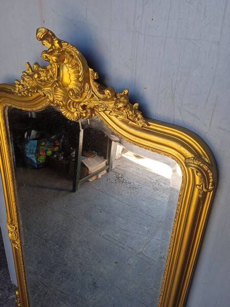 Miroir Louis XV bois doré ep XIX em - 144 cm