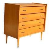 Light oak chest of drawers with 4 drawers from the 1960s.