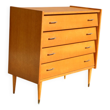 Light oak chest of drawers with 4 drawers from the 1960s.