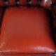 Spacious red English 2.5-seater cowhide leather chesterfield sofa