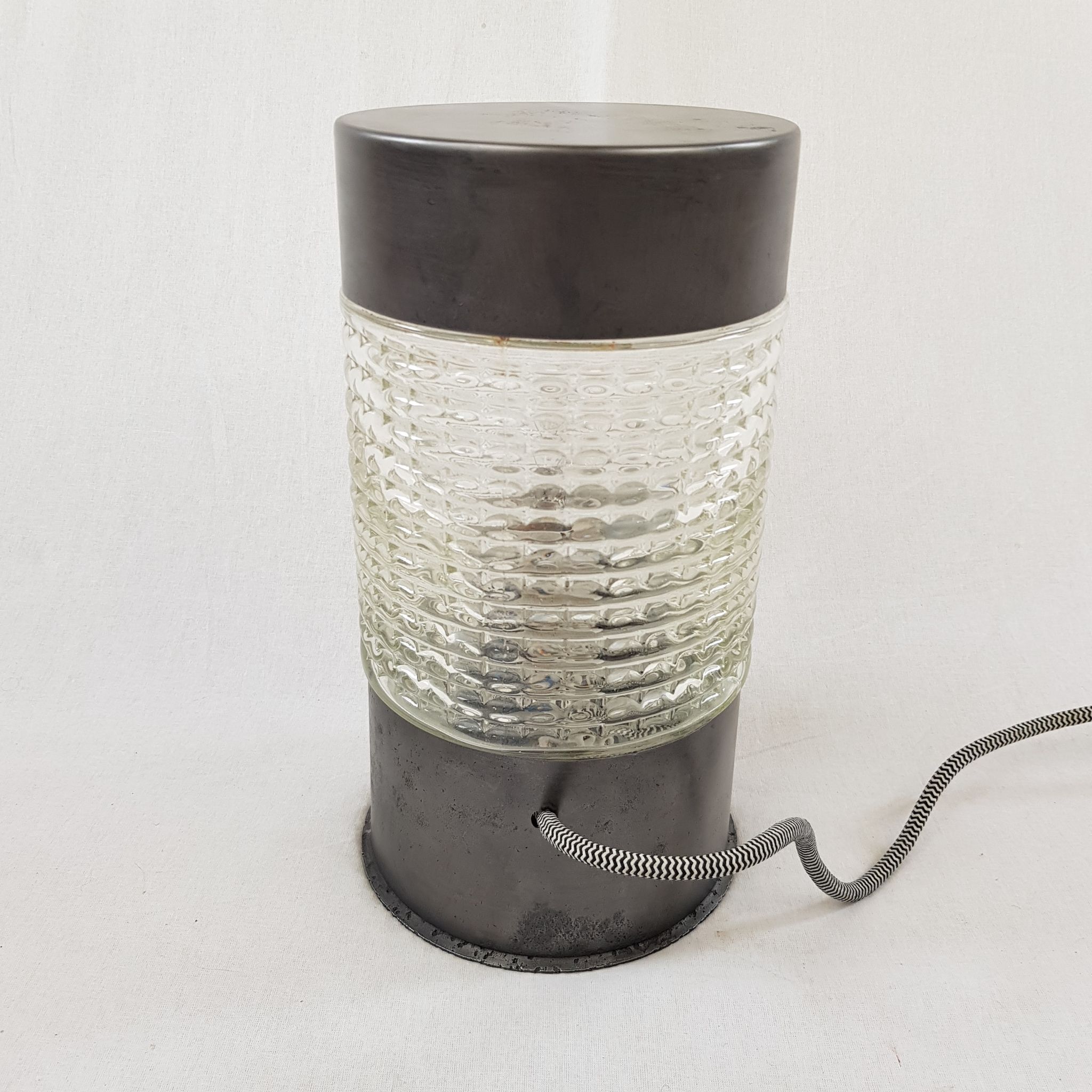 Lampe de table industriel metal graphité et verre Lita