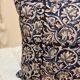 Indian cotton block print cushion with “flower” pattern - indigo blue