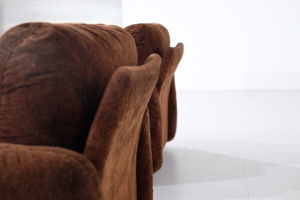 paire de fauteuils en tissu marron, Italie - 1970s