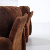 pair of brown fabric armchairs, Italy - 1970s
