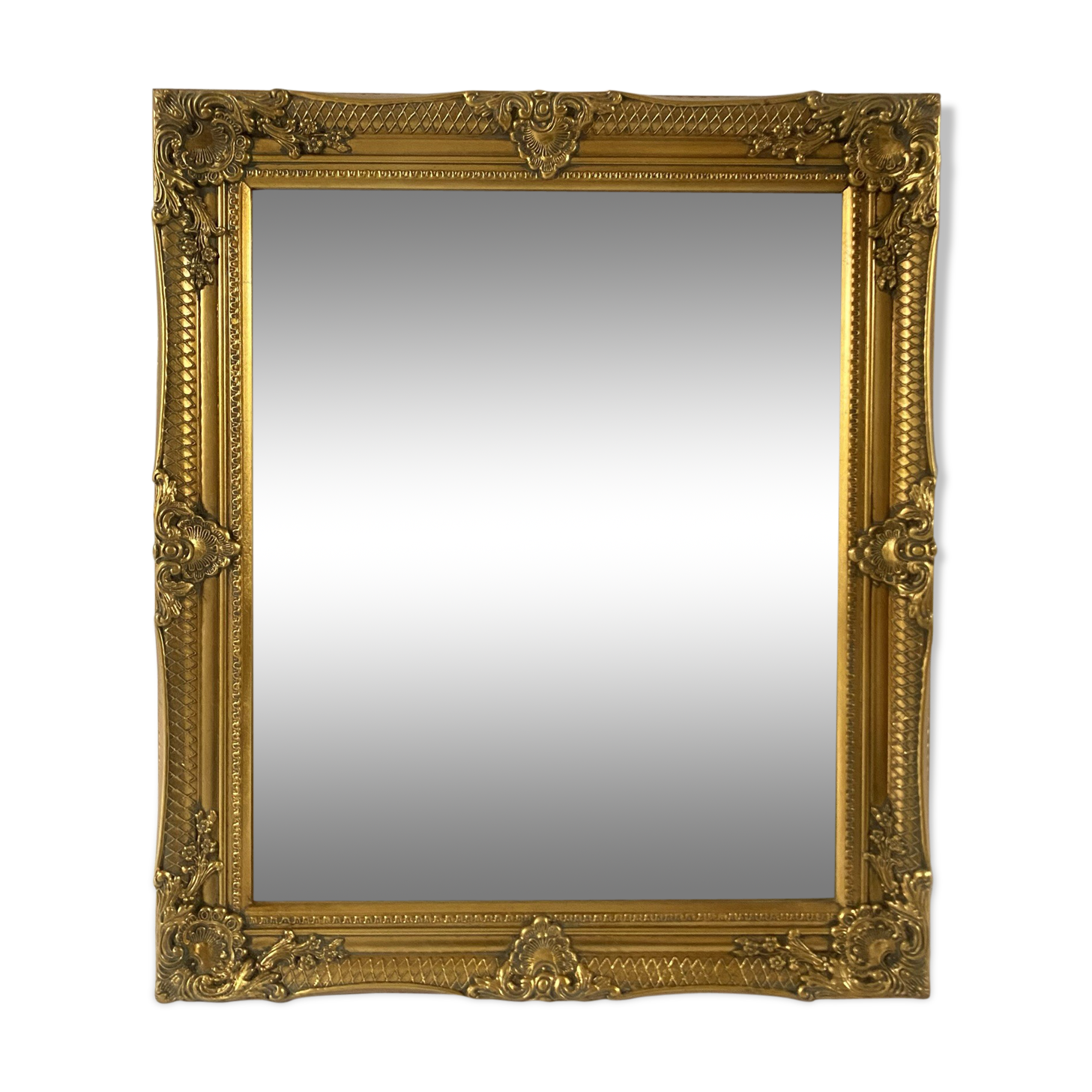 Bevelled mirror, golden empire style 74x64cm