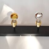 Applique 4 lumières orientables en métal noir et douilles en laiton doré