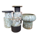 Set of 4 signed enameled vases