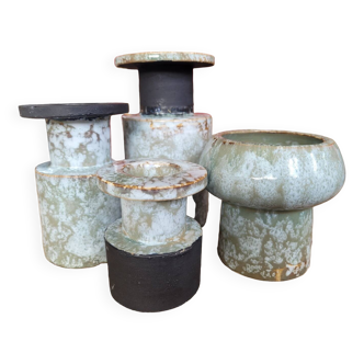 Ensemble de 4 vases émaillés signés