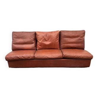 Vintage Scandinavian 3-seater leather sofa