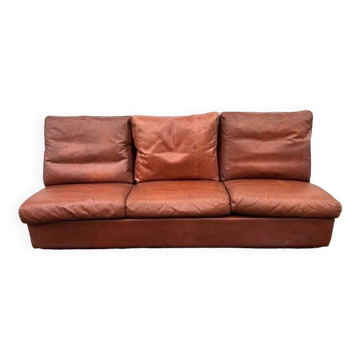 Vintage Scandinavian 3-seater leather sofa