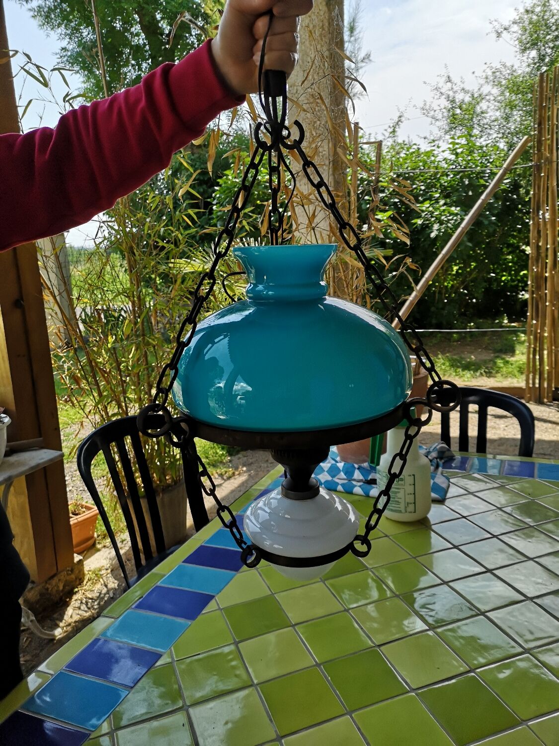 Suspension opaline vintage