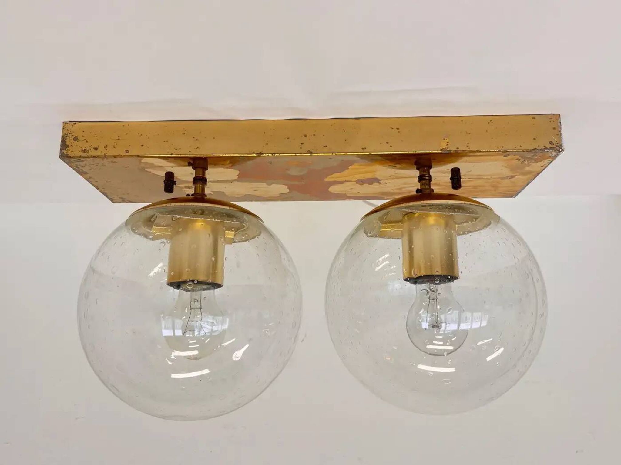 Midcentury brass wall or ceiling lamp by Kamenicky Senov, 1970s