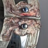 Venetian round mirror in pink and purple murano glass 1960s