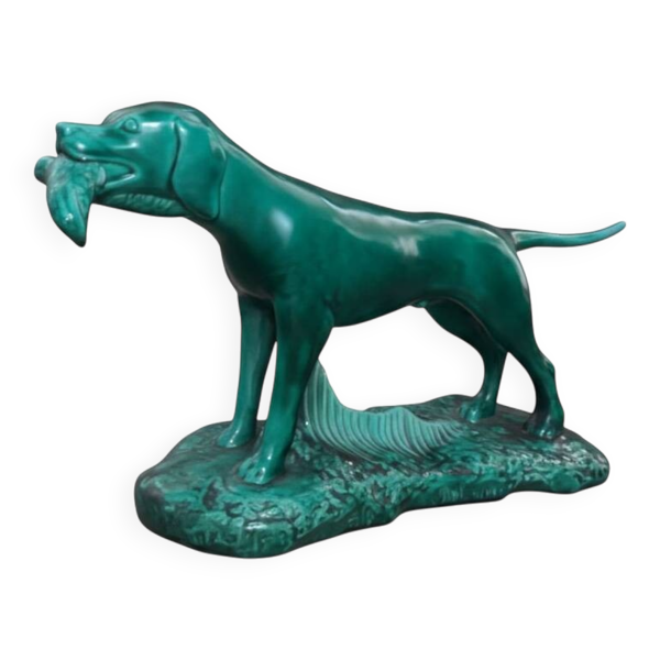 Sculpture Chien de Chasse au Canard - Art Déco - J. MIGNOT - Saint-Clément — Beyit