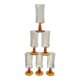 Set of 6 champagne flutes with amber foot 70s