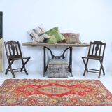 4x7 Rug For Bedroom Red Oriental Antique Vintage Rug, 122x214Cm