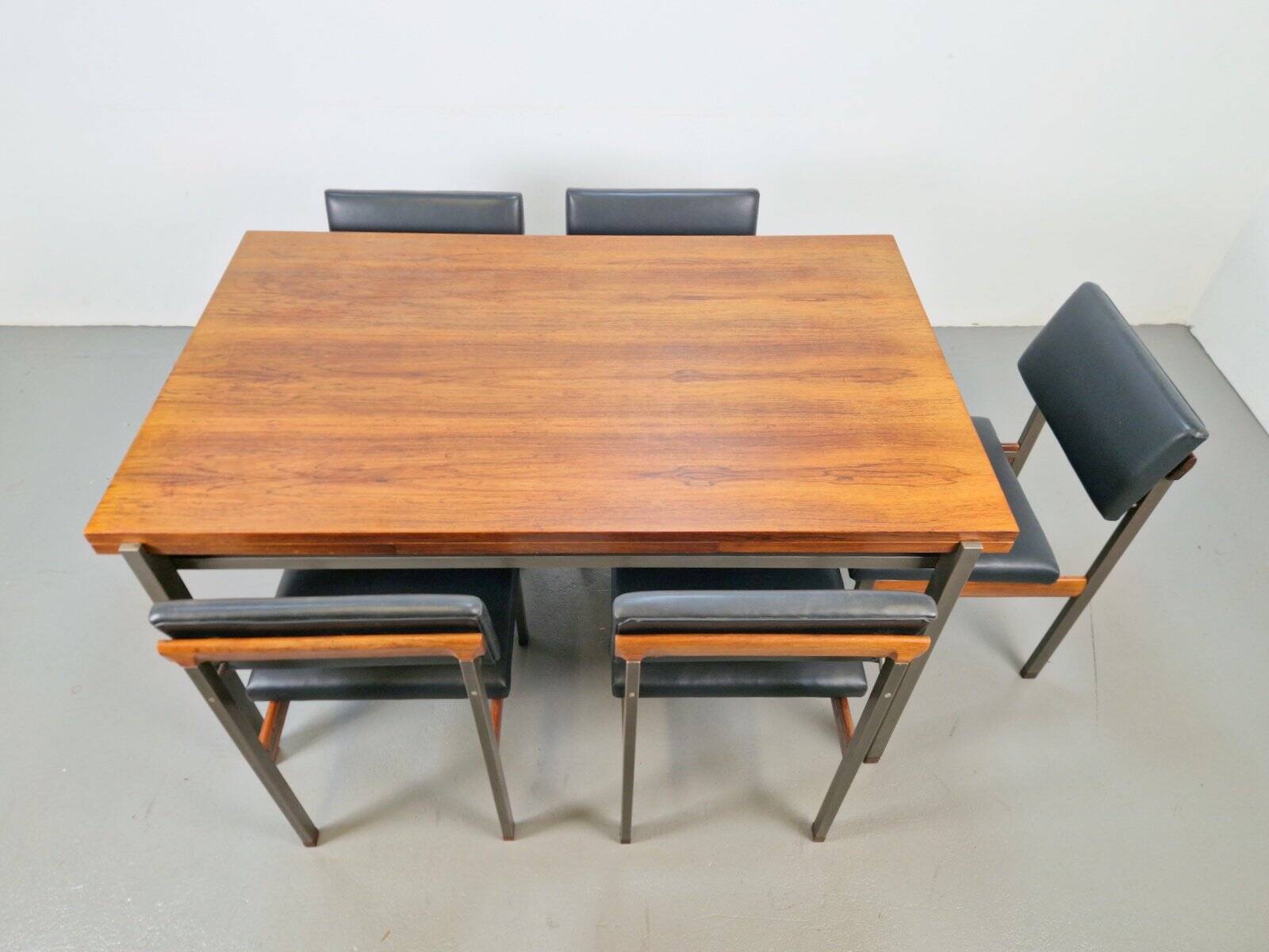 Pali Dining Chairs and Table by Louis van Teeffelen for Wébé, 1960s, Set of 6