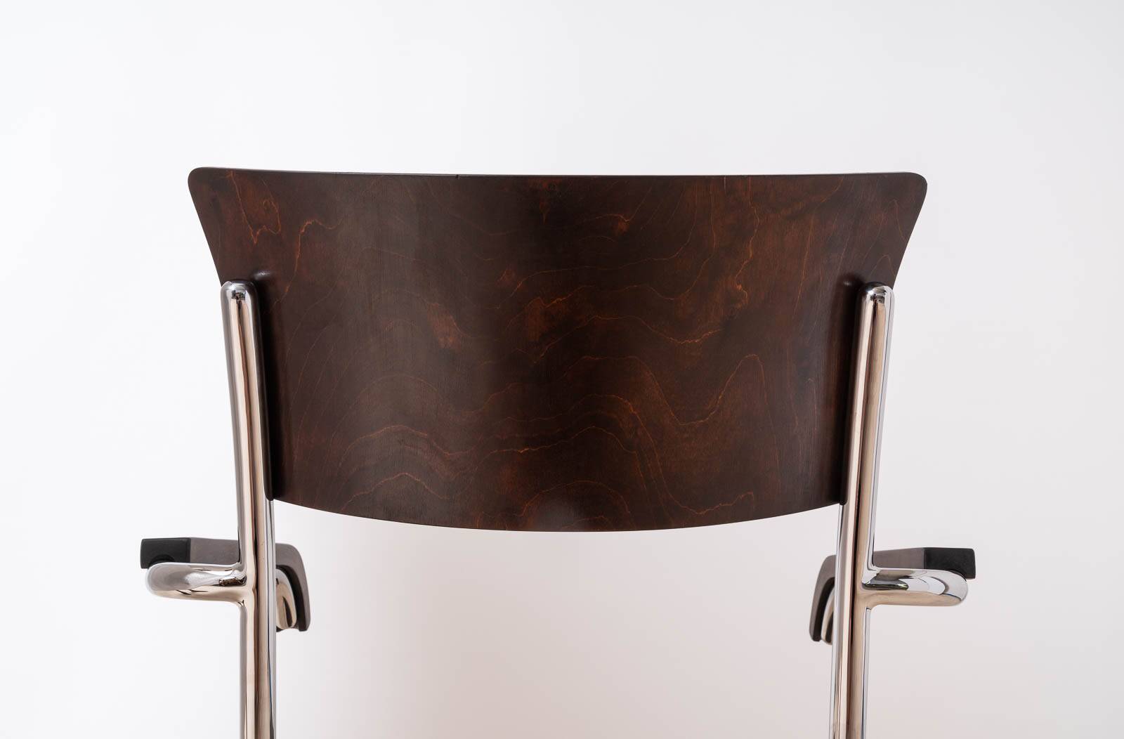 Set of 4 Bauhaus Dining Chairs, designed by Mart Stam, Tubular Steel Base