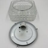 Square molded glass ceiling light with relief
