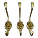 3 lion coat hooks in brass Art Nouveau