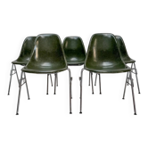 1970s vintage olive green dark fiberglass side chair by Charles & Ray Eames for Herman Miller
