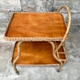 Rolling dessert in woven wicker bamboo rattan with 1950 bottle holder
