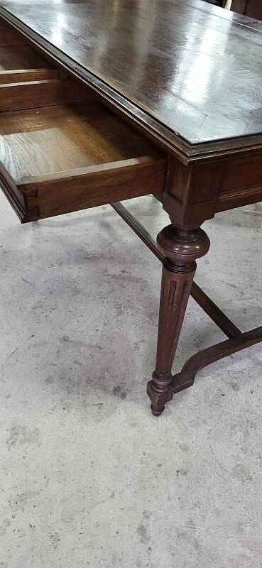 Table bureau 2 tiroirs en chene du xix ème siecle