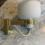 Vintage opaline and brass wall lamp