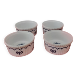 4 Paris porcelain ramekins with Ming blue decor, diameter 8 cm
