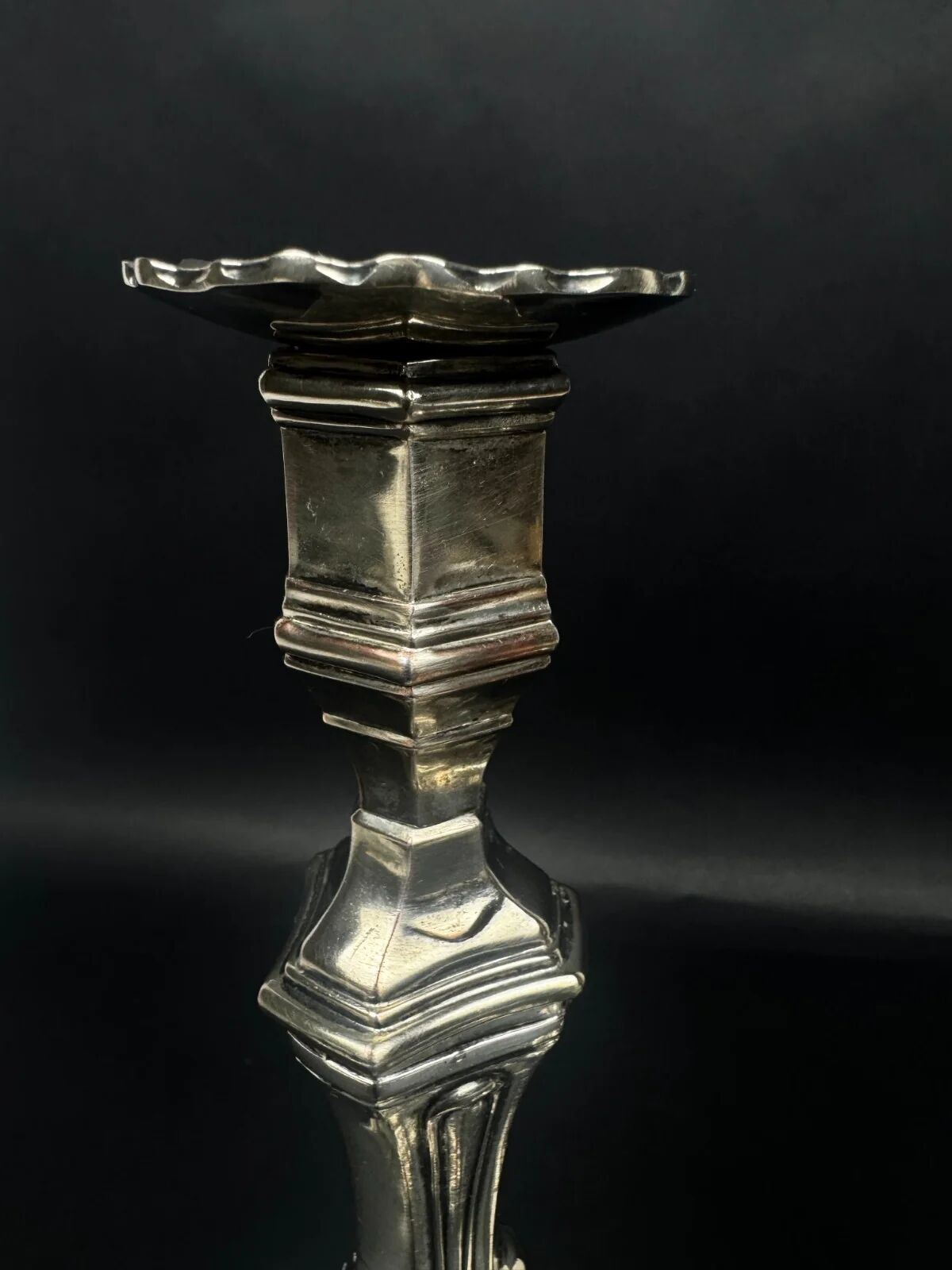Pair of silver-plated bronze candlesticks, Auguste Monnier Veuve, 1911