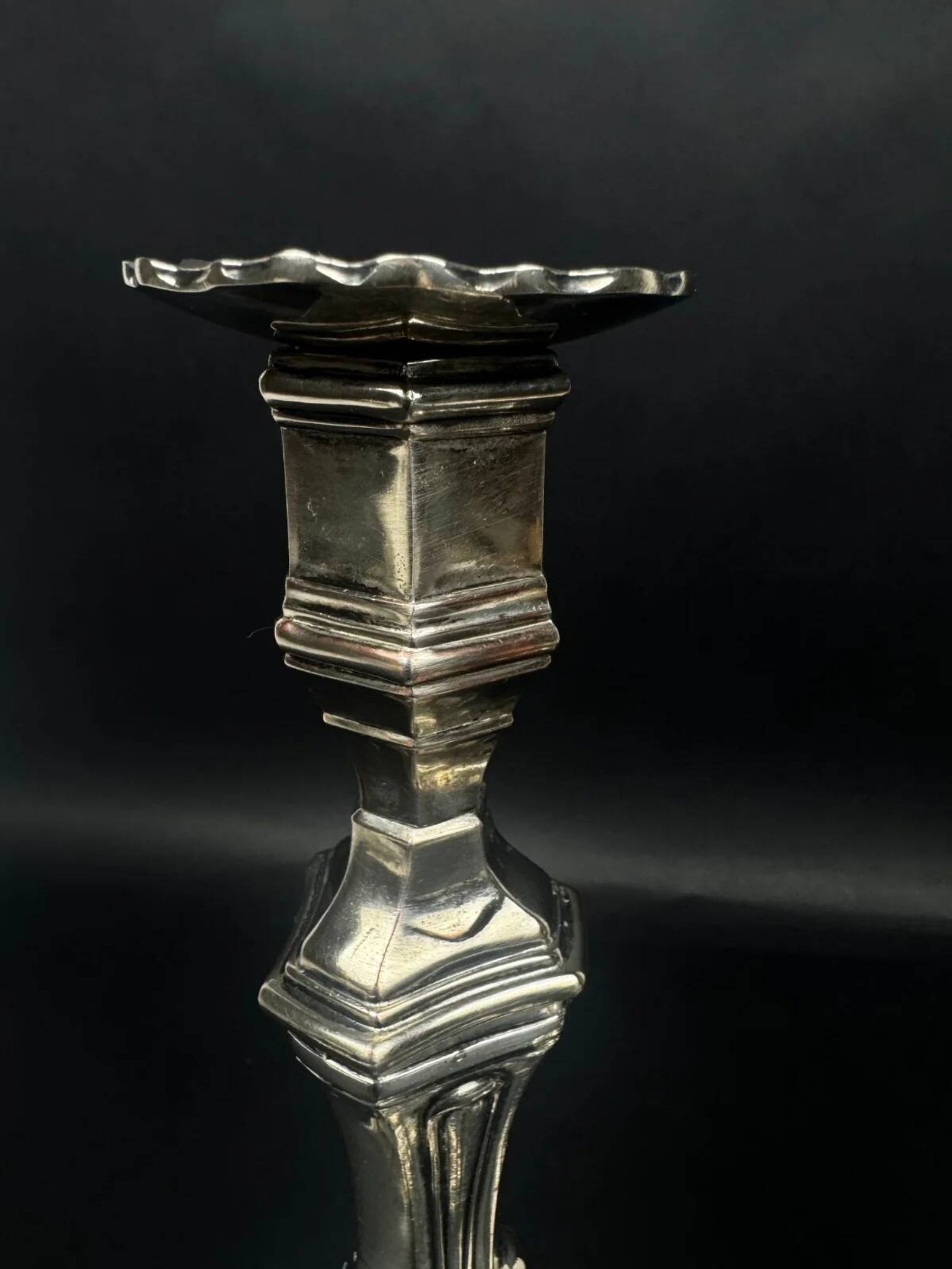 Pair of silver-plated bronze candlesticks, Auguste Monnier Veuve, 1911