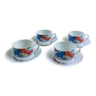 Suite de 4 tasses à thé Haviland modèle Ramatuelle
