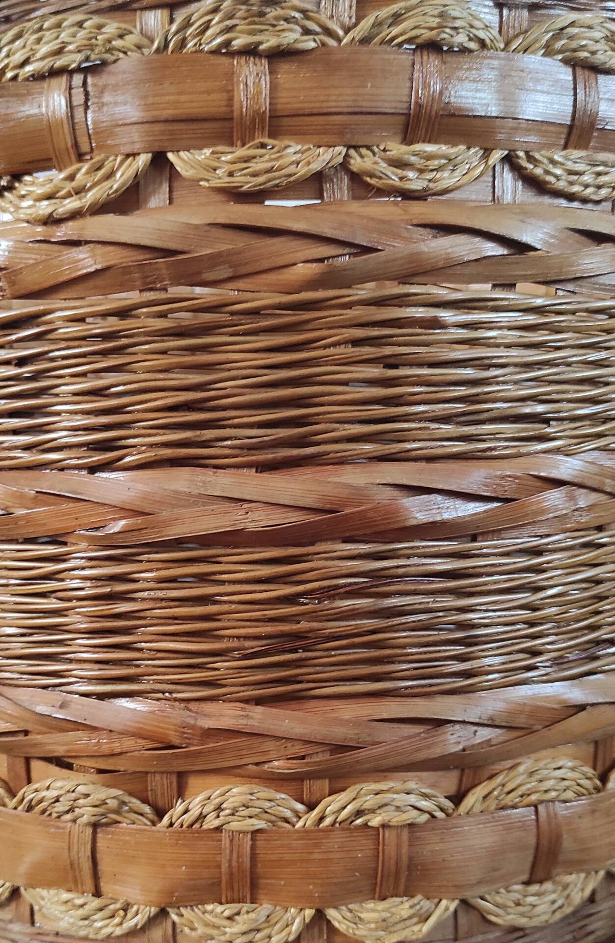 Large vintage wicker and rattan cache pot