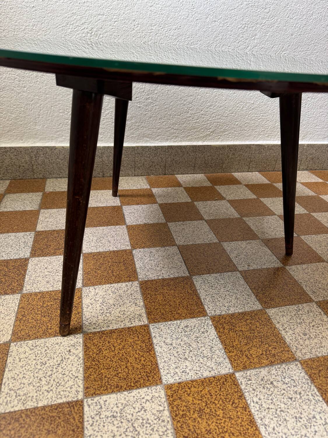 60s tripod mirror coffee table