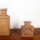 Pair of Swedish vases, brutalist, stoneware, glazed neck, Curt Magnus Addin.
