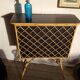 Bar en rotin, bambou et simili cuir noir