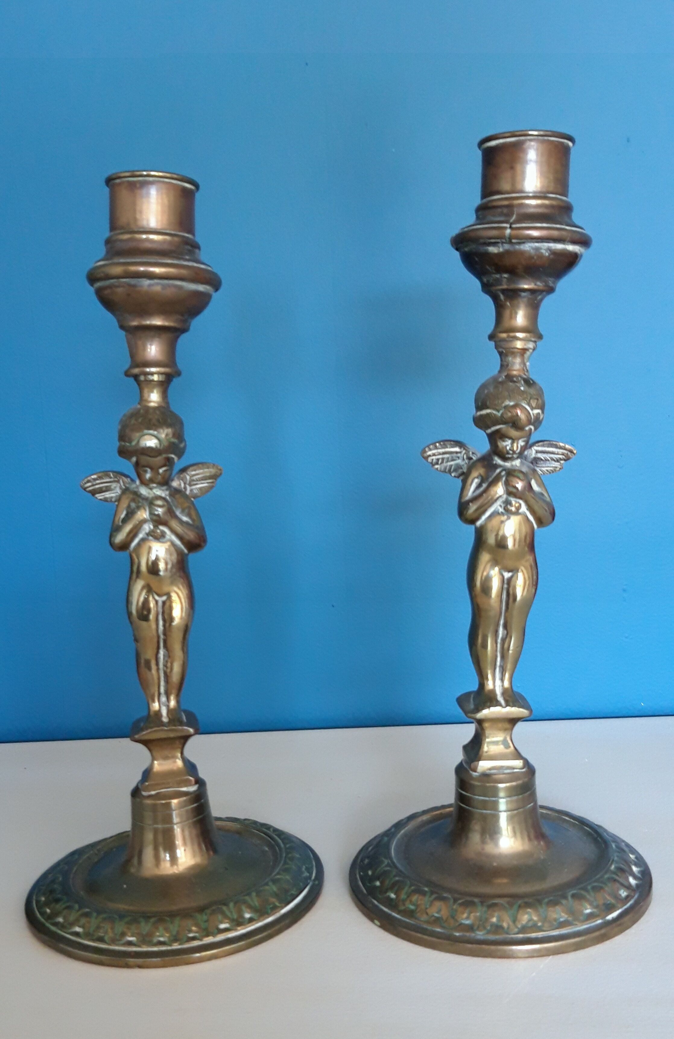 Paire de chandeliers en métal